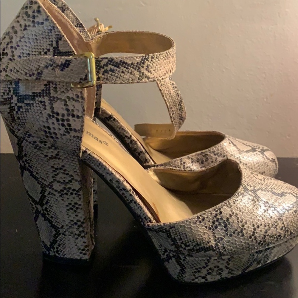 Pierre Dumas Snakeskin Platform Heels